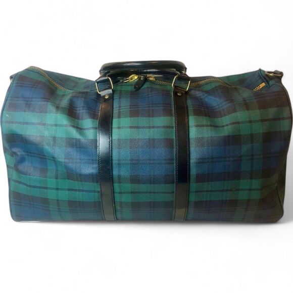 MRALPH LAUREN Black Watch Plaid Boston Overnight Travel Carry-On Duffle Bag 55cm - Picture 5 of 17